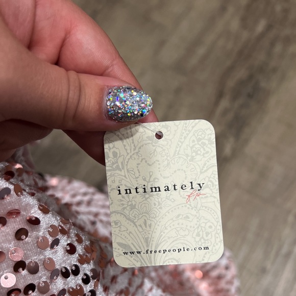 Free People That Girl Baby Pink Sequin Mini Slip Dress. Size: Large - Picture 6 of 8